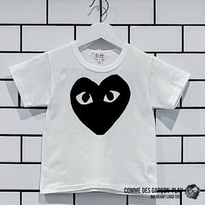 COMME DES GARÇONS PLAY KIDS BIG HEART LOGO TEE IN WHITE UNISEX CHILDREN’S SIZE 4
